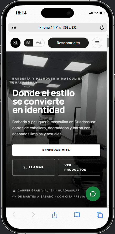 Web de NL CutStudio en móvil