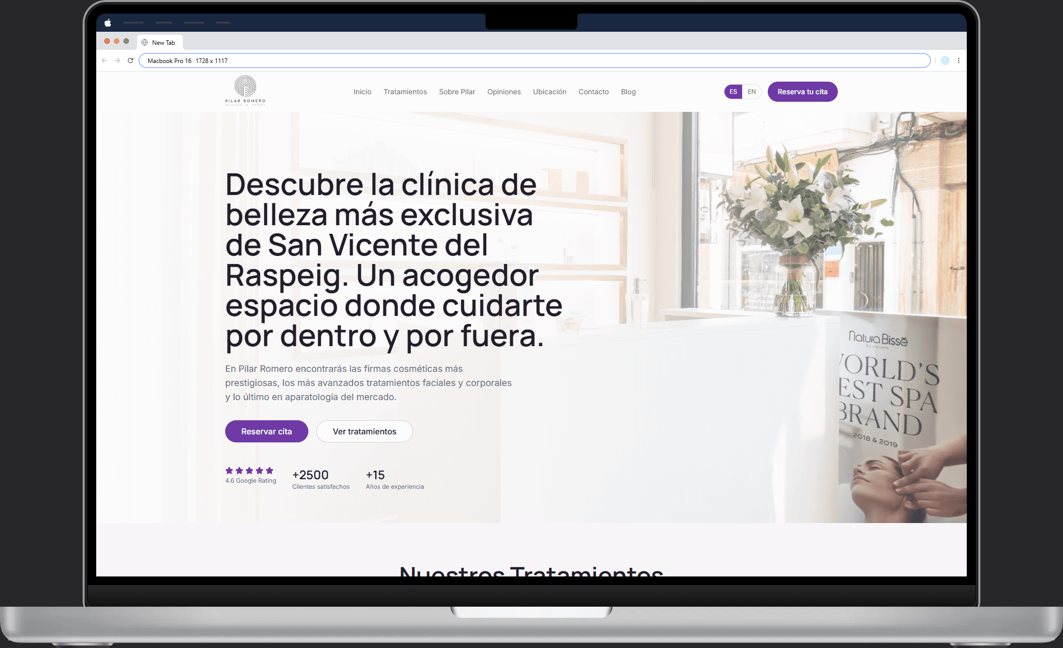 Web de Pilar Romero en escritorio